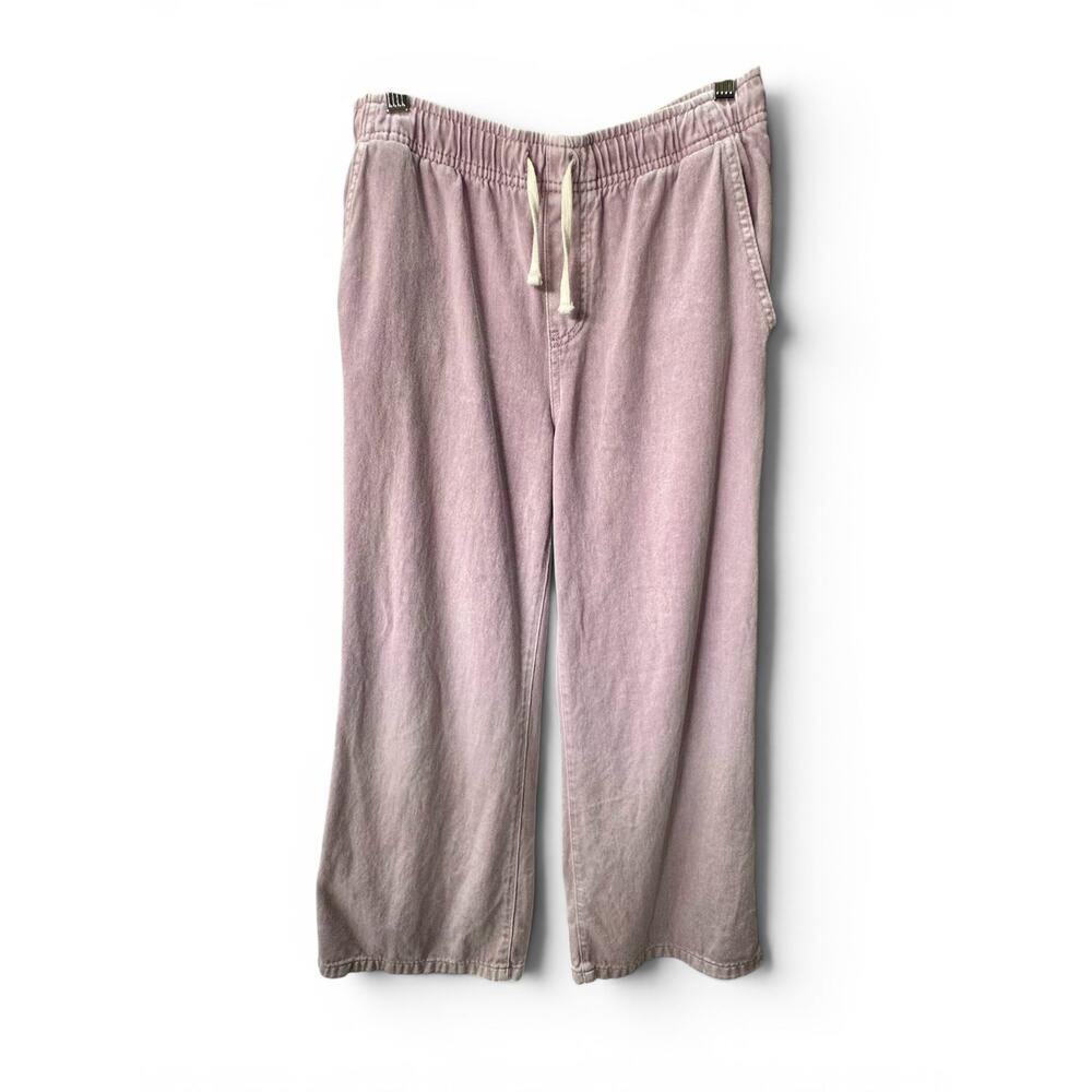 Cat & Jack Girls Lavender Denim Wide Leg Pants Drawstring 4 Pocket Kids Size 14